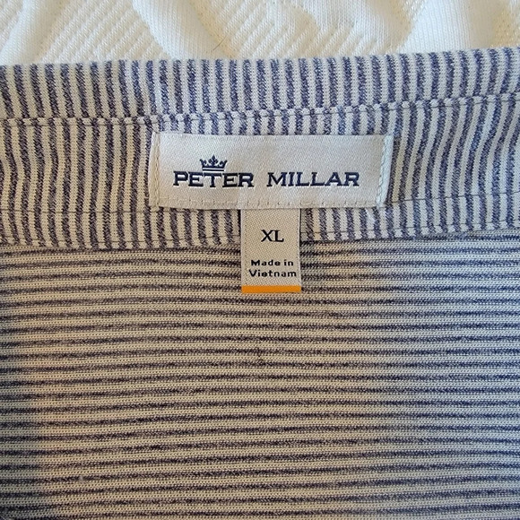 Peter Millar White And Heather Blue Striped Short Sleeve Golf Polo XL - Picture 4 of 6